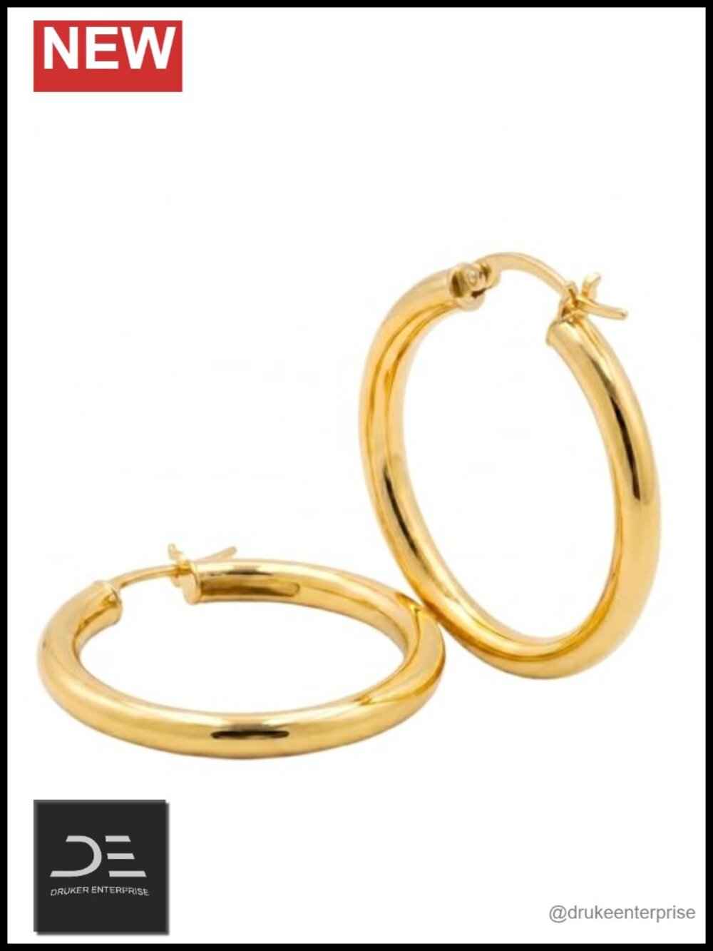 14K Gold Plated Lightweight Hoop Earrings for Women, Hypoallergenic, Secure